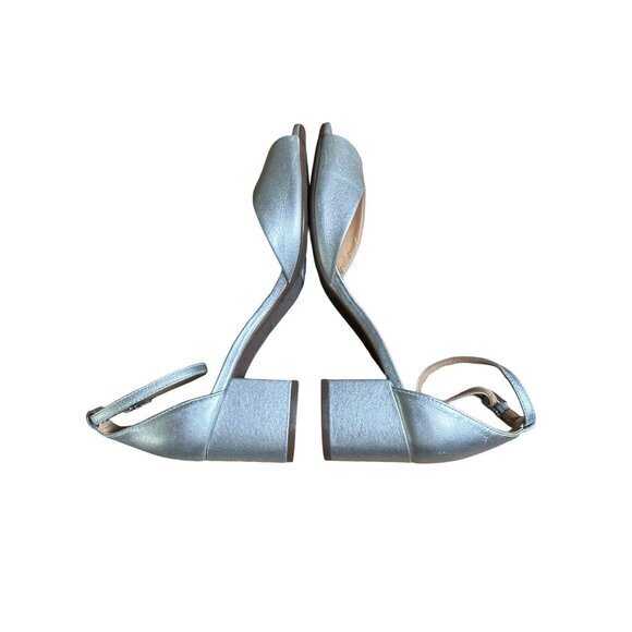 Schultz Roama Block Heel Size 7 B Silver Metallic Leather Ankle Strap NWOB - Picture 7 of 10